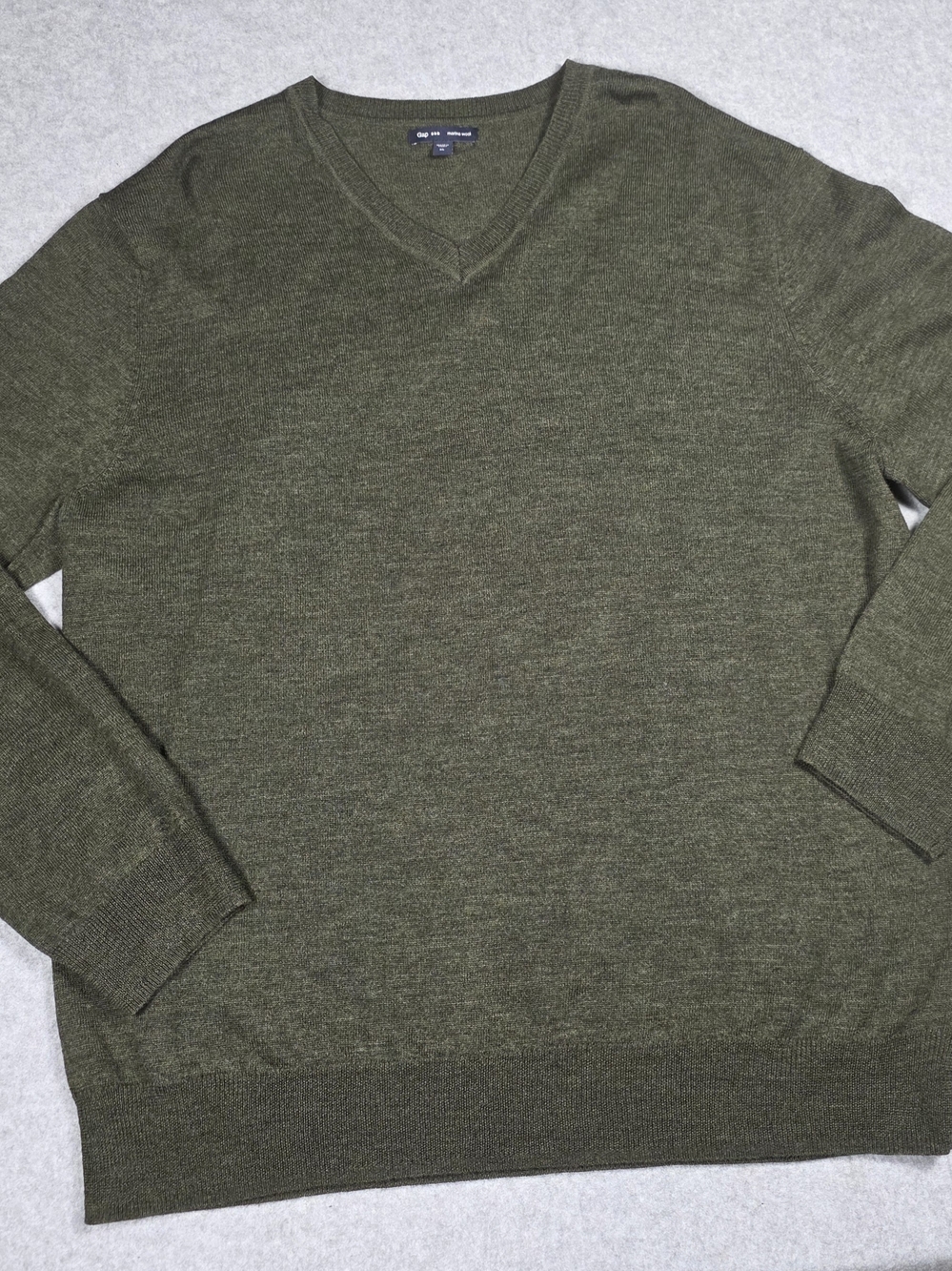 Men's V-Neck Sweater in Olive Green